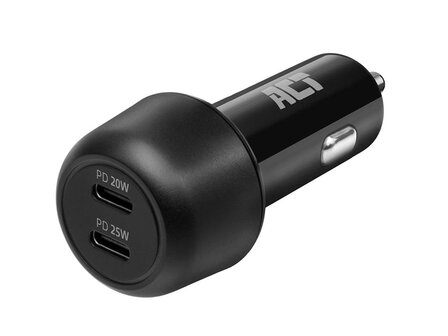 USB-autolader,-2-x-USB-C,-Power-Delivery-functie,-45-W,-3-A,-zwart-(ACTAC2200)