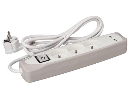 3-VOUDIGE-STEKKERDOOS-MET-SCHAKELAAR---2-USB-POORTEN---GRIJS/WIT---1.5-m-KABEL---PENAARDE-(EB3CGUSB)