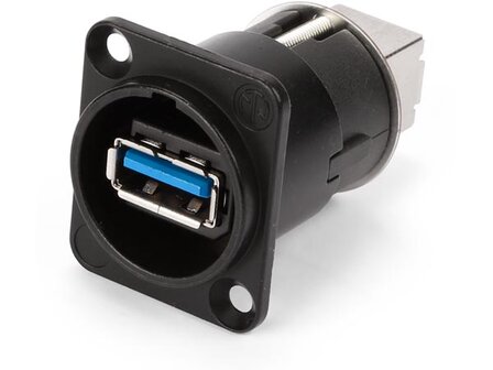 NEUTRIK---OMKEERBARE-USB-3.0GENDERWISSELAAR-(TYPE-A-EN-B)---VERNIKKELDE-D-BEHUIZING---ZWART-(NAUSB3B)