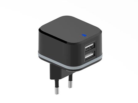 COMPACTE-LADER-MET-2-USB-AANSLUITINGEN---5-V---4.8-A-max.---24-W-max.---ZWART-(PSS6EUSB40B)