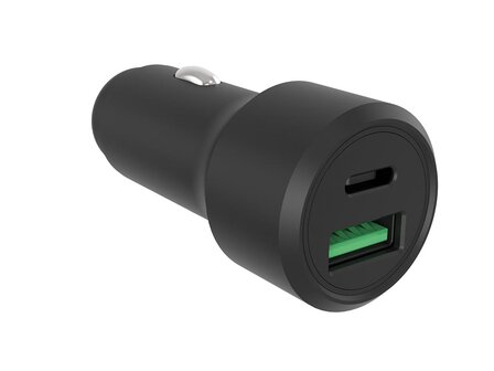 USB-autolader---aluminium-behuizing---2-uitgangen---USB-A-&amp;-USB-C---38W-(PSS6EUSB53)