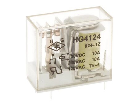 VERTICAAL-RELAIS-10A/30VDC-220VAC-1-x-WISSEL-24Vdc-(VR10V241C)