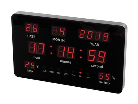 WANDKLOK-MET-LED-DISPLAY---37,8-x-25,8-x-2,5-cm-(WC219)