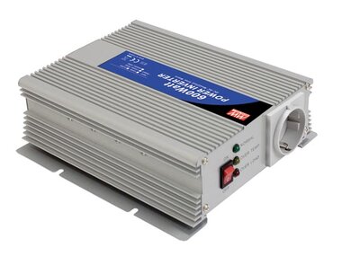 MEAN WELL - DC-AC INVERTER MET GEMODIFICEERDE SINUSGOLF - 600 W - DUITS STOPCONTACT (A301-600-F3)