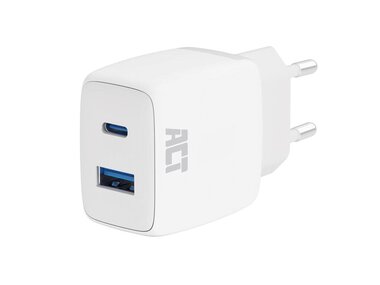 USB-oplader, 1 x USB-C, 1 x USB-A, Power Delivery-functie, 20W, 1,7A, wit (ACTAC2122)