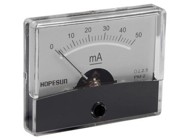 ANALOGE PANEELMETER VOOR DC STROOMMETINGEN 50mA DC / 60 x 47mm (AIM6050)