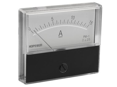 ANALOGE PANEELMETER VOOR DC STROOMMETINGEN 15A DC / 70 x 60mm (AIM7015A)