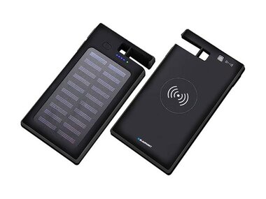 DRAADLOZE POWERBANK OP ZONNE-ENERGIE 8000 mAh - MET ZUIGNAPPEN (BP-7090)