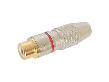 VROUWELIJKE RCA PLUG - VERGULD CONTACT - ROOD (CA058R)