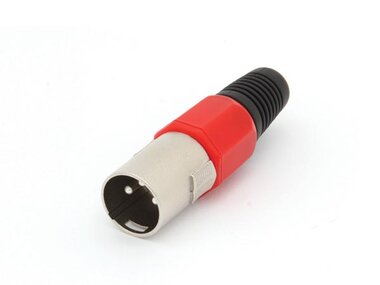 MANNELIJKE 3P XLR PLUG - VERNIKKELD - ROOD (CA101R)