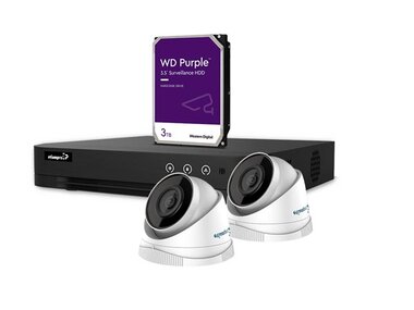 4 MP IP-VIDEOBEWAKINGSSET - 4-KANAALS NVR-RECORDER - 2 x WITTE IP DOME-CAMERA - 3 TB HD - KABELS (CCTVPROM22W)