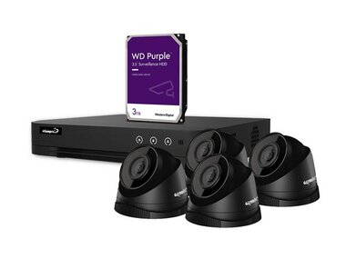 4 MP IP-VIDEOBEWAKINGSSET - 8-KANAALS NVR-RECORDER - 4 x ZWARTE IP DOME-CAMERA - 3 TB HD - KABELS (CCTVPROM23)