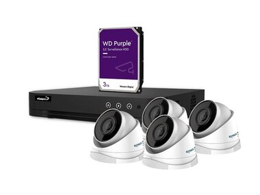 4 MP IP-VIDEOBEWAKINGSSET - 8-KANAALS NVR-RECORDER - 4 x WITTE IP DOME-CAMERA - 3 TB HD - KABELS (CCTVPROM23W)