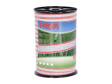 Profi afrasteringsband 12mm, 4x0,30 TriC, 200m, wit/rood (COR59500)