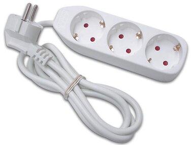 CONTACTDOOS MET 3 STOPCONTACTEN - 1.5 m KABEL - WIT - RANDAARDE (EB3-G)