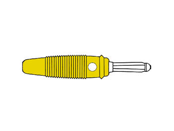 BANAANSTEKKER 4mm MET DWARGAT EN SOLDEERAANSLUITING / GEEL (BULA 30K) (HM1430B)