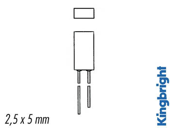 2.5 x 5mm RECTANGULAR LED LAMP RED DIFFUSED (L-383SRDT)