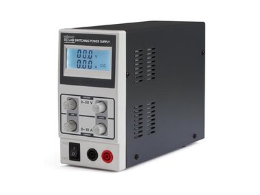 SCHAKELENDE DC-LABOVOEDING 0-30 VDC / 0-10 A MAX MET LCD-SCHERM (LABPS3010SM)