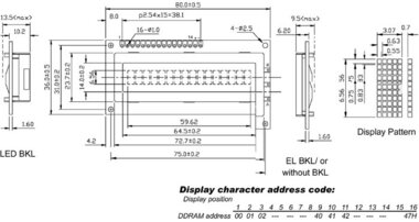 LCD 16 x 1 BOTTOM VIEW REFLECTIEF (LCD1601LC)