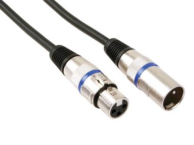 XLR-KABEL - XLR MANNELIJK naar XLR VROUWELIJK - 1 m - ZWART (PAC120)