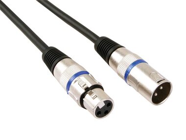 XLR-KABEL - XLR MANNELIJK naar XLR VROUWELIJK - 3 m - ZWART (PAC121)