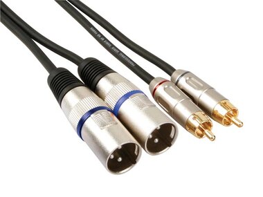 XLR-RCA KABEL - 2 x XLR 3-POLIG naar 2 x RCA MANNELIJK - 1 m (PAC150)