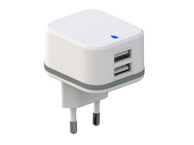 COMPACTE LADER MET 2 USB-AANSLUITINGEN 5 V - 3.4 A max. ( 2.4 + 1 A ) - 17 W max. (PSS6EUSB35W)