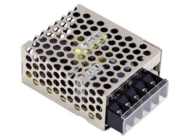 SCHAKELENDE VOEDING VOOR IT-APPARATUUR - 1 UITGANG - 15 W - 12 V - GESLOTEN CHASSIS (RS-15-12)