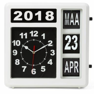 WANDKLOK MET FLIPOVER KALENDER - 31 x 31 cm - NEDERLANDS (WC106)