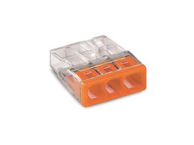 COMPACT-LASKLEM - VOOR MASSIEVE GELEIDERS - MAX. 2.5 mm² - 3-DRAADS - BEHUIZINGSKLEUR TRANSPARANT - KLEUR AFDEKKING ORANJE (WG2273203)